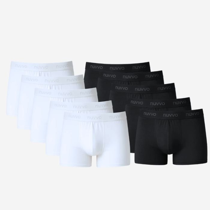 Kit 10 Cuecas Boxers Brancas e Pretas Nuvvo