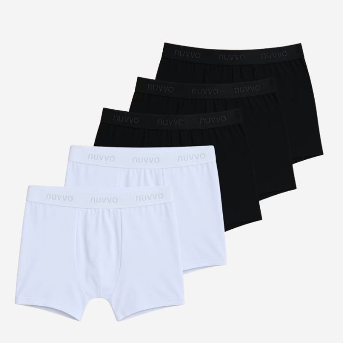 Kit 5 Cuecas Boxers Brancas e Pretas Nuvvo 2