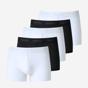 Kit 5 Cuecas Boxers Brancas e Pretas Nuvvo