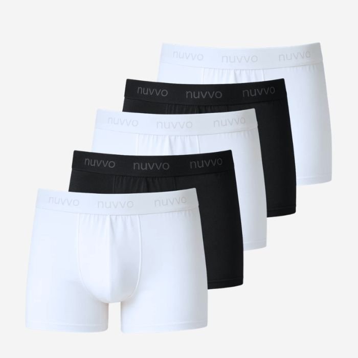 Kit 5 Cuecas Boxers Brancas e Pretas Nuvvo